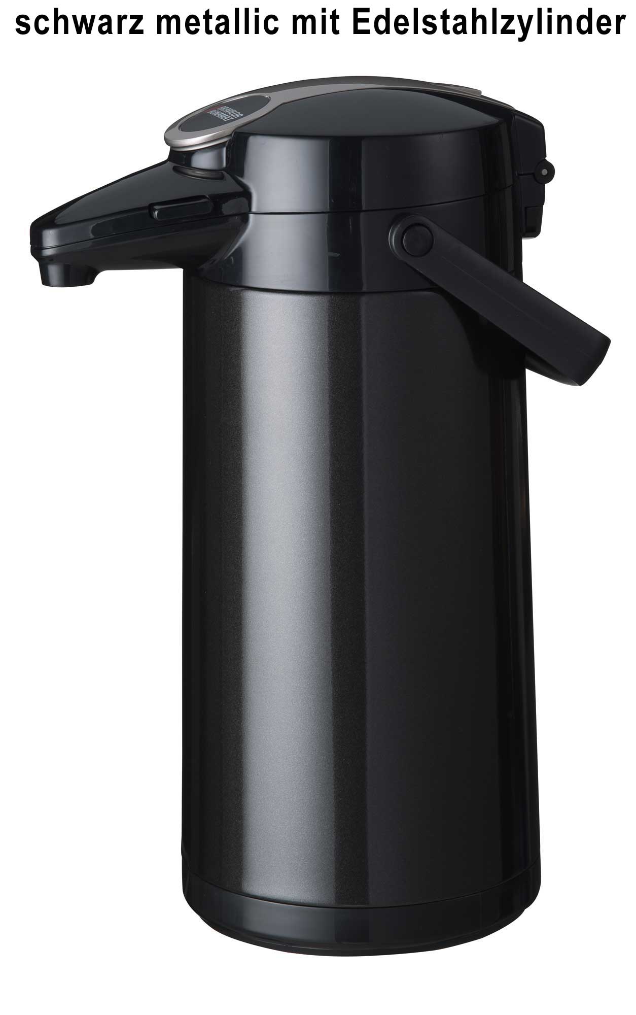 Airpot "Furento" in Schwarz-Metallic und Edelstahlzylinder Airpot "Furento" Pumpkanne in verschiedenen Ausführungen
